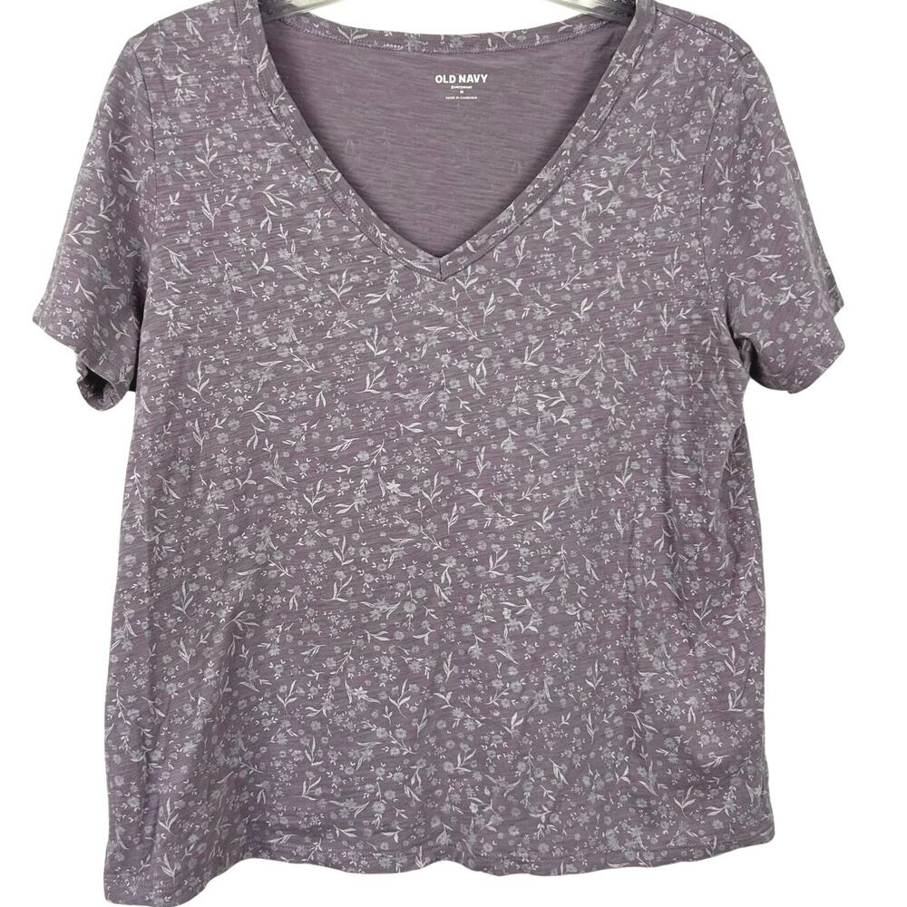 Old Navy Women Everyday Short Sleeve T-shirt Purple Preppy Cottage Size Medium - Picture 1 of 5